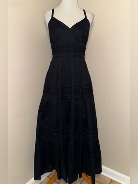 Vintage Lauren Ralph Lauren Black Tiered Maxi Dress,Size-16